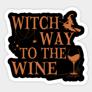 Witch Way To The Wine Funny Halloween Witch Wine Drinker Sticker